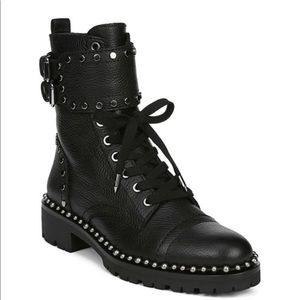 Sam Edelman Leather Studded Combat Boots